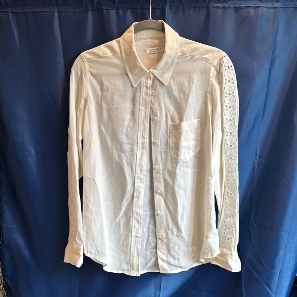 White Women’s Blouse with Lace Detailing